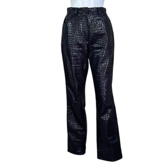 Vintage Selene Croc Coated Straight Leg Pant - 6 - Picture 1 of 12